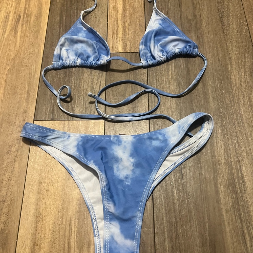 Blue Tie-Dye Bikini Set